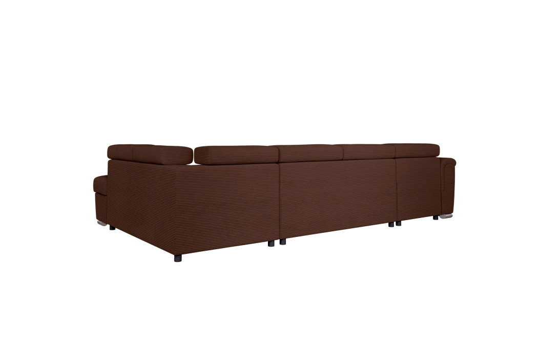 Canapé panoramique PAOLA convertible avec 2 coffres en velours côtelé