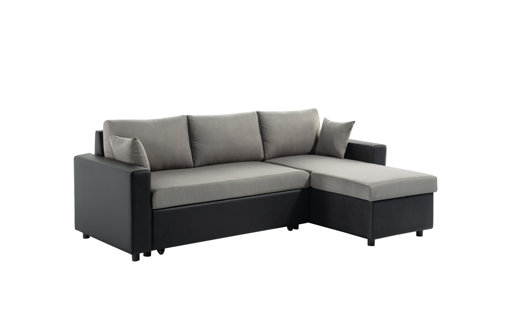 Canapé d'Angle MARIA Réversible et Convertible avec Coffre en simili et microfibre