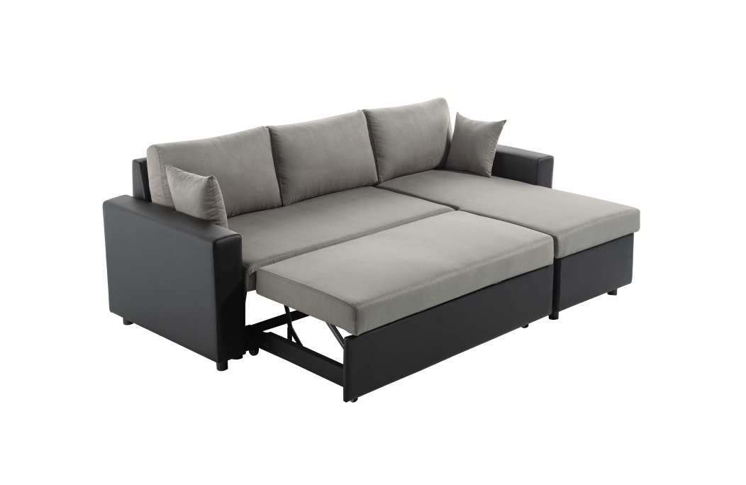 Canapé d'Angle MARIA Réversible et Convertible avec Coffre en simili et microfibre