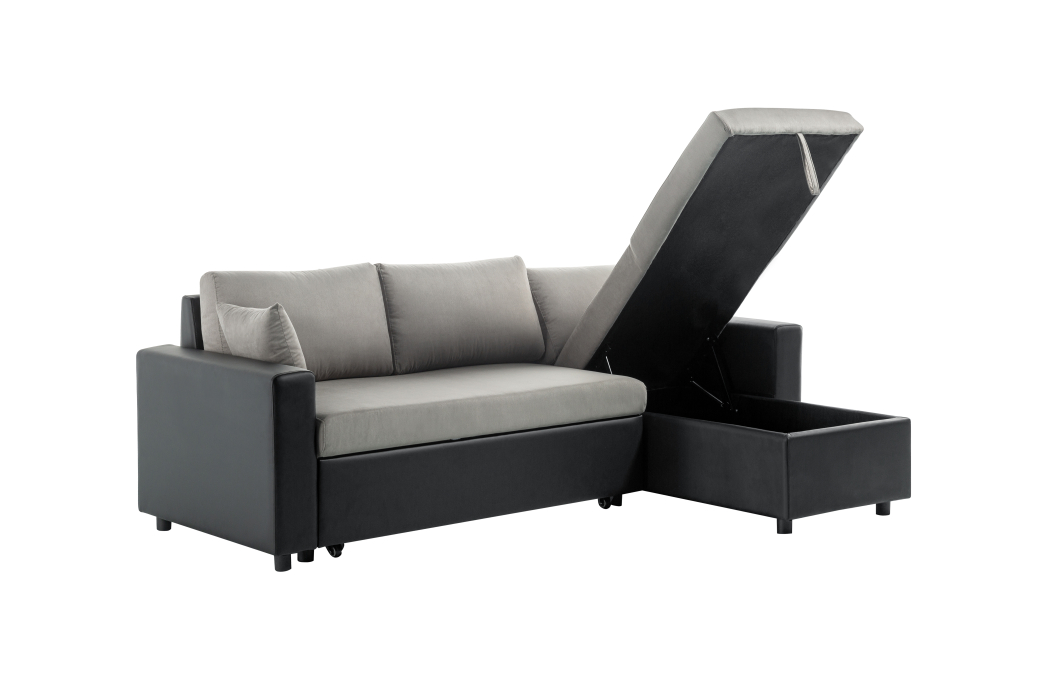 Canapé d'Angle MARIA Réversible et Convertible avec Coffre en simili et microfibre