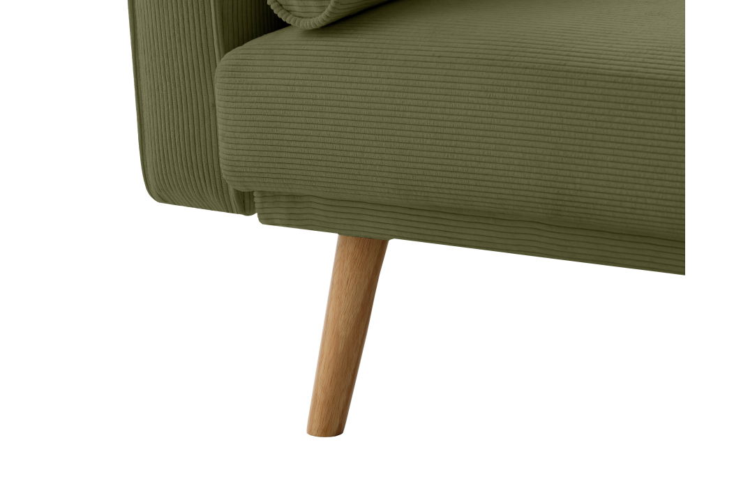 Canapé droit scandinave ELGA convertible 3 places en velours côtelé