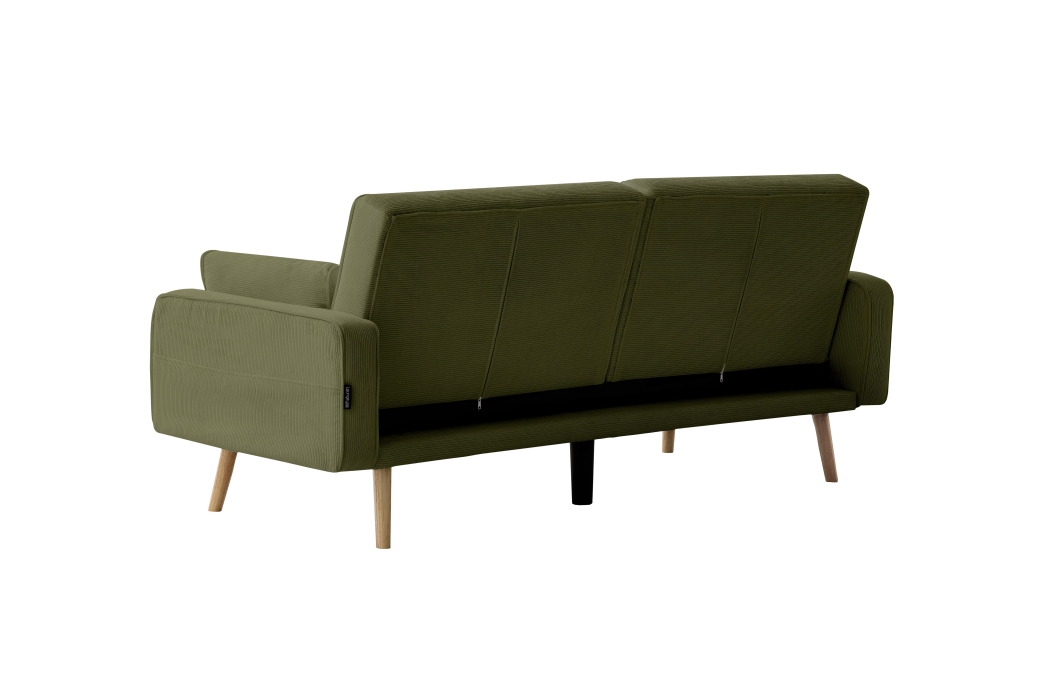 Canapé droit scandinave ELGA convertible 3 places en velours côtelé