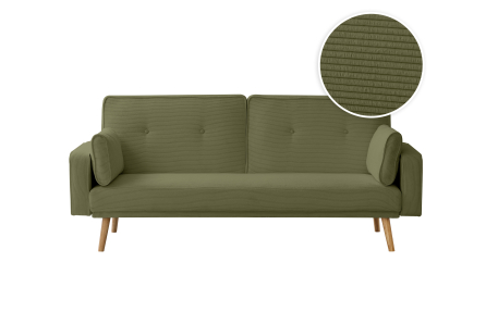 Canapé droit scandinave ELGA convertible 3 places en velours côtelé