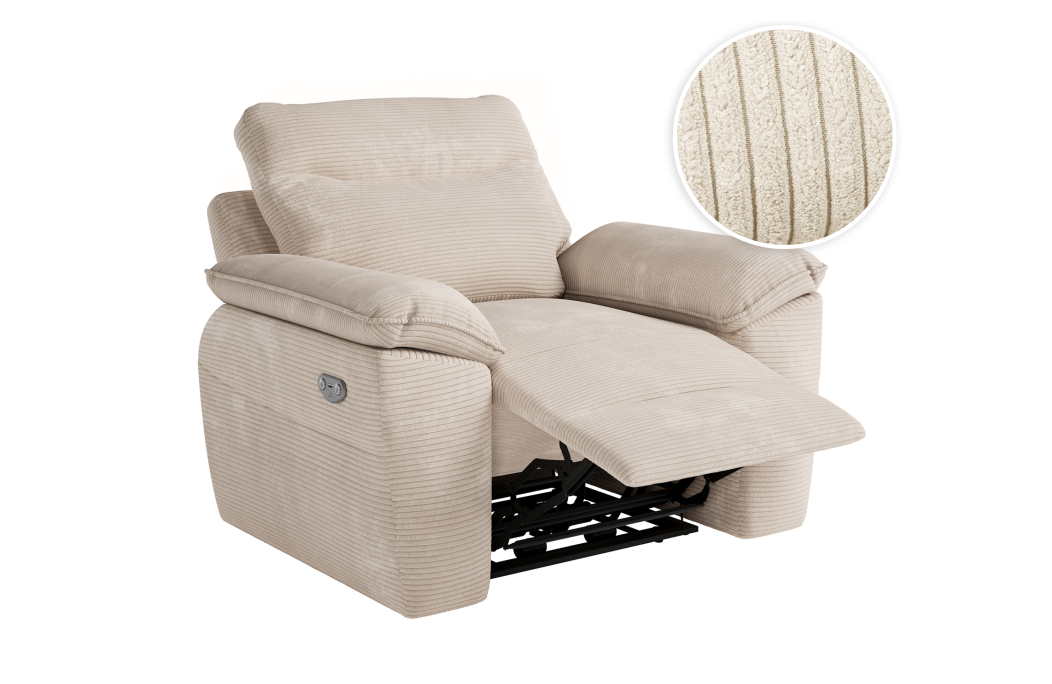 Fauteuil de relaxation électrique ROSS en velours côtelé