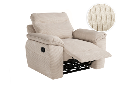Fauteuil de relaxation manuel ROSS en velours côtelé