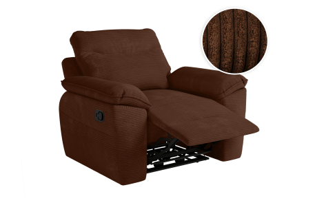 Fauteuil de relaxation manuel ROSS en velours côtelé