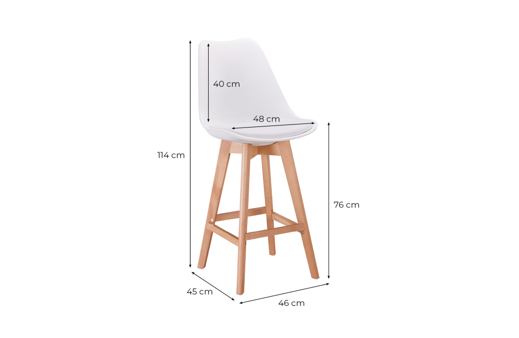 Lot de 6 tabourets de bar scandinave ANDREA avec pieds bois