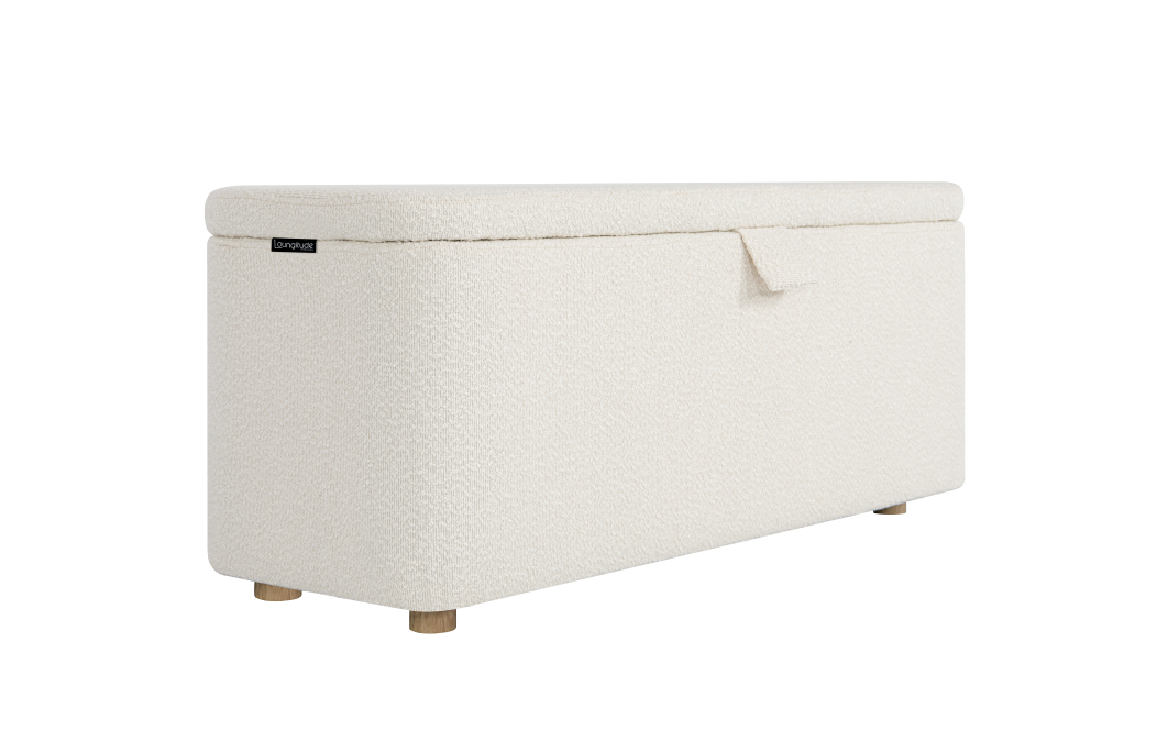 PISTACHE - Bout de lit avec rangement en tissu bouclette