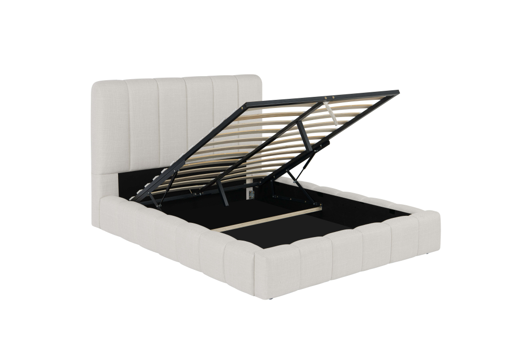 Cadre de lit BULLE rembourré avec coffre en tissu