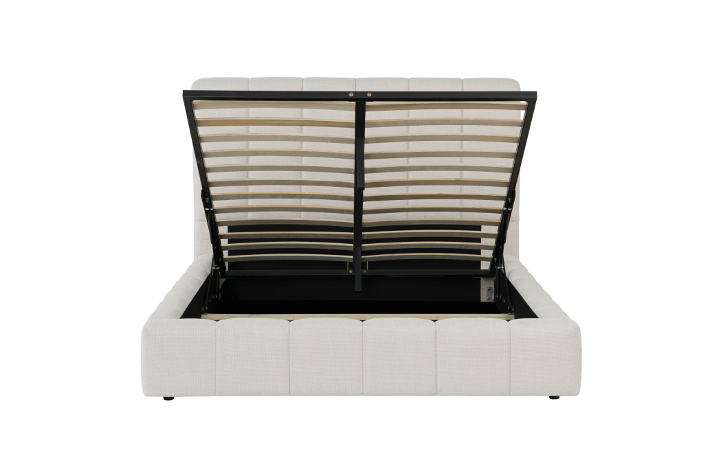 Cadre de lit BULLE rembourré avec coffre en tissu