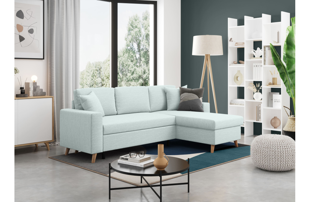 Canapé d'Angle 3 places MARIA SCANDINAVE Réversible et Convertible en Tissu