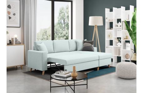 Canapé d'Angle 3 places MARIA SCANDINAVE Réversible et Convertible en Tissu