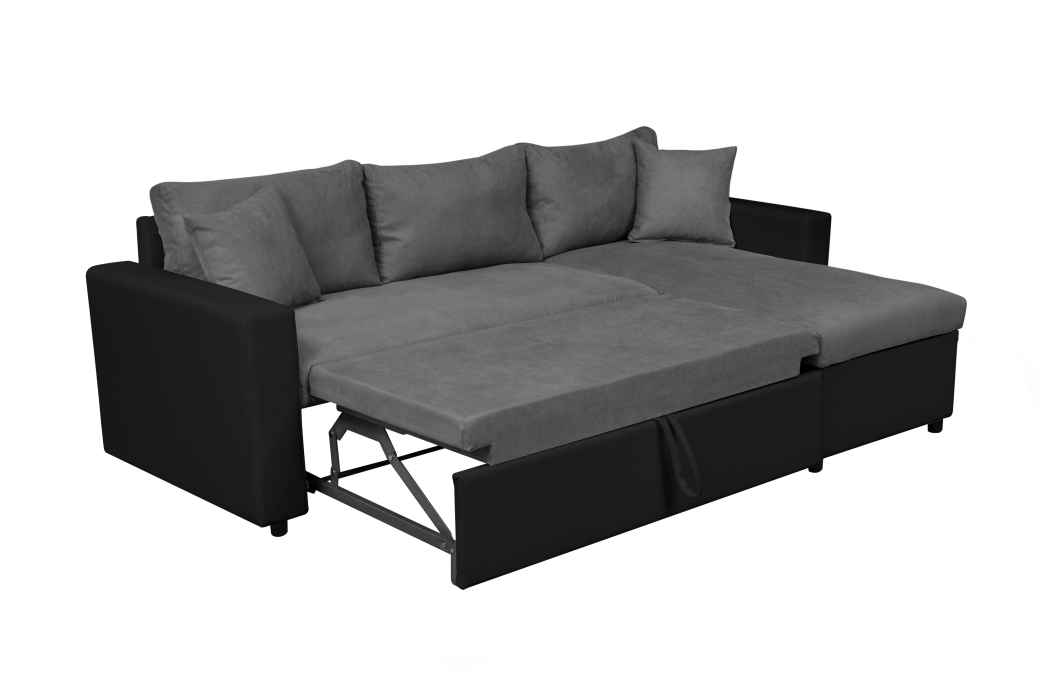 Canapé d'Angle MARIA Réversible et Convertible avec Coffre en simili et microfibre