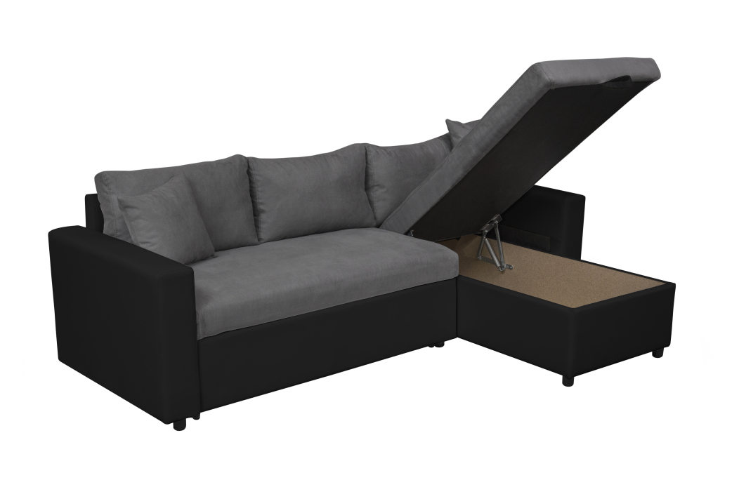 Canapé d'Angle MARIA Réversible et Convertible avec Coffre en simili et microfibre