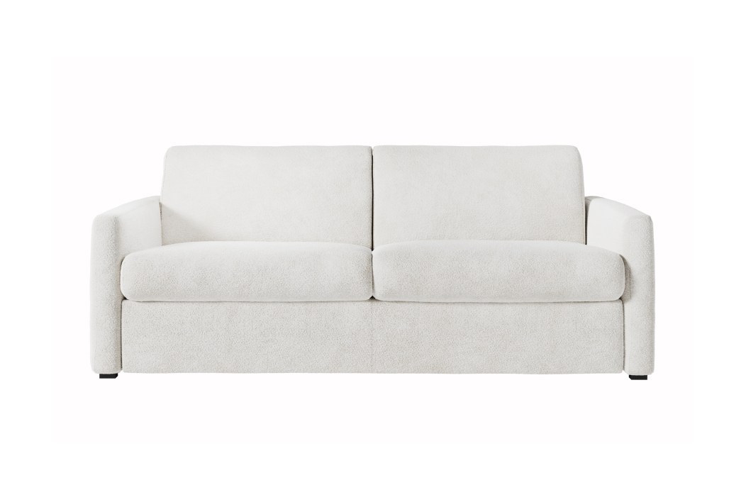 Canapé convertible AGATHE système couchage express en tissu bouclette - Matelas épaisseur 13cm