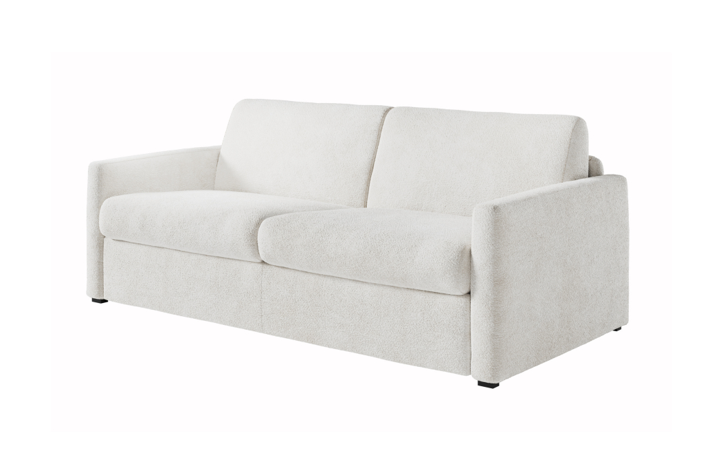 Canapé convertible AGATHE système couchage express en tissu bouclette - Matelas épaisseur 13cm