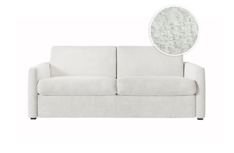 Canapé convertible AGATHE système couchage express en tissu bouclette - Matelas épaisseur 13cm