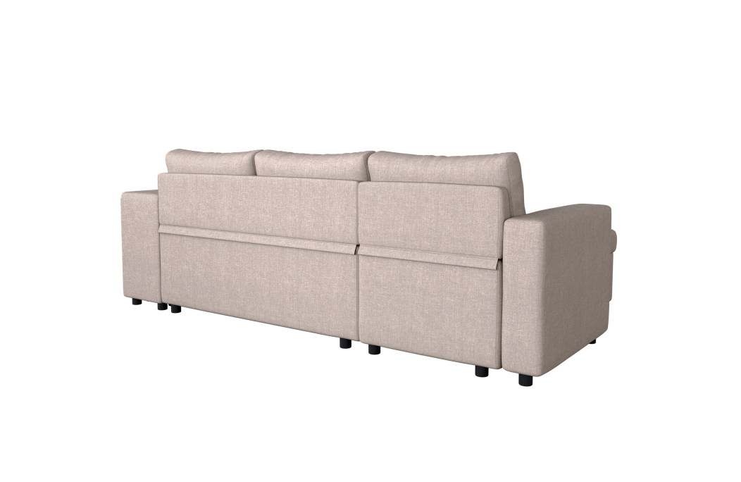 Canapé d'angle OSLO convertible avec coffre et poufs en tissu