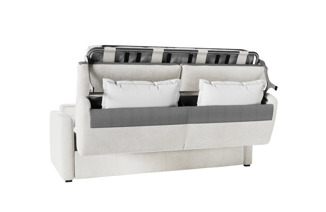 Canapé convertible AGATHE système couchage express en tissu bouclette - Matelas épaisseur 13cm