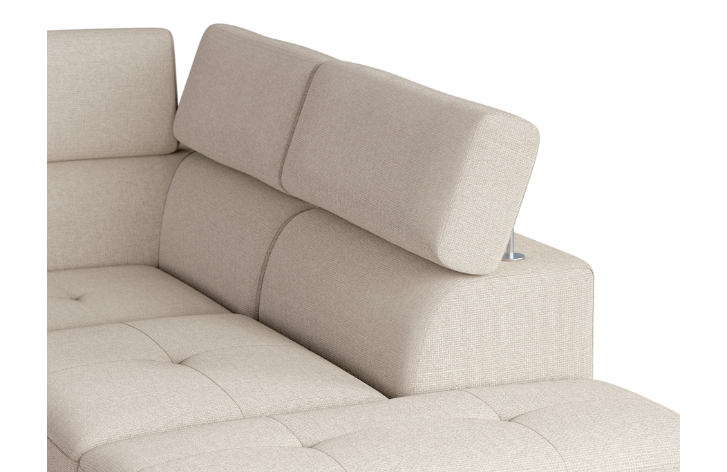 Canapé panoramique PAOLA convertible avec 2 coffres en tissu Easy Clean et simili