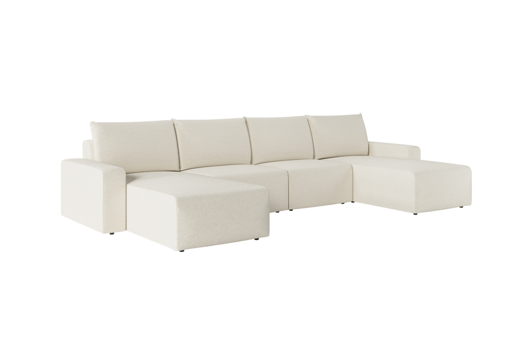 Canapé panoramique fixe 6 places ROMANE en tissu Easy Clean antitache