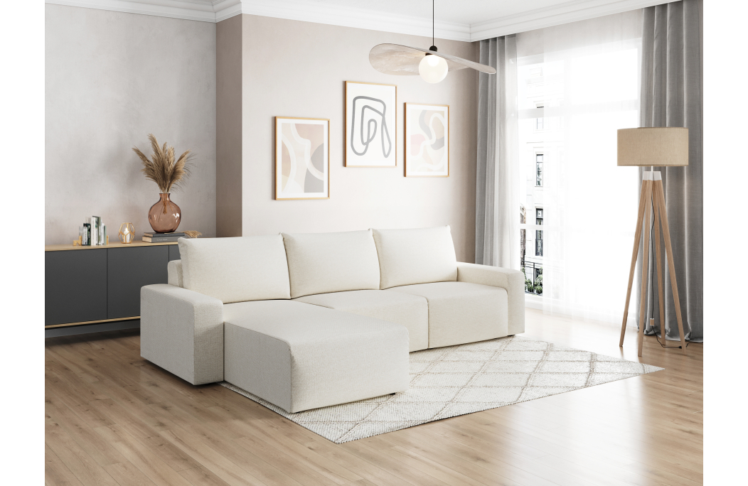 Canapé d'angle réversible 4 places ROMANE en tissu Easy Clean antitache