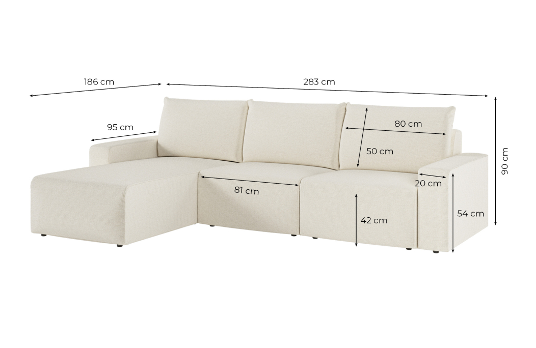 Canapé d'angle réversible 4 places ROMANE en tissu Easy Clean antitache