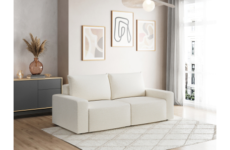 Canapé droit fixe 2 places ROMANE en tissu Easy Clean antitache