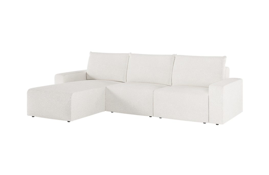 Canapé d'angle réversible 4 places ROMANE en tissu bouclette