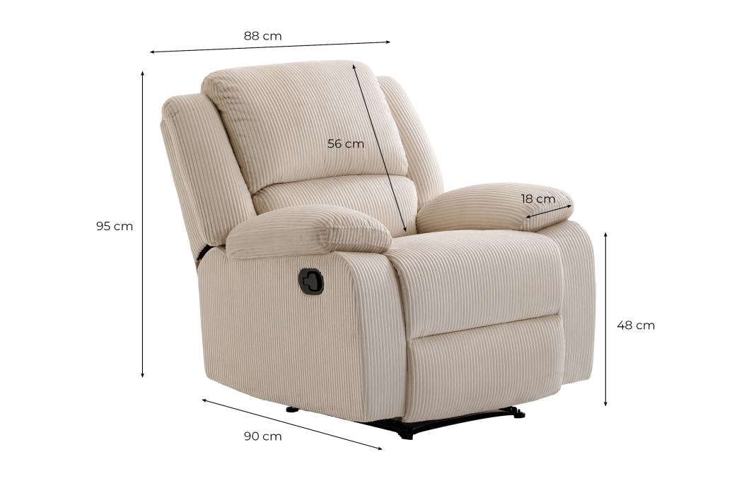 RELAXXO - Fauteuil de relaxation LEO en velours côtelé