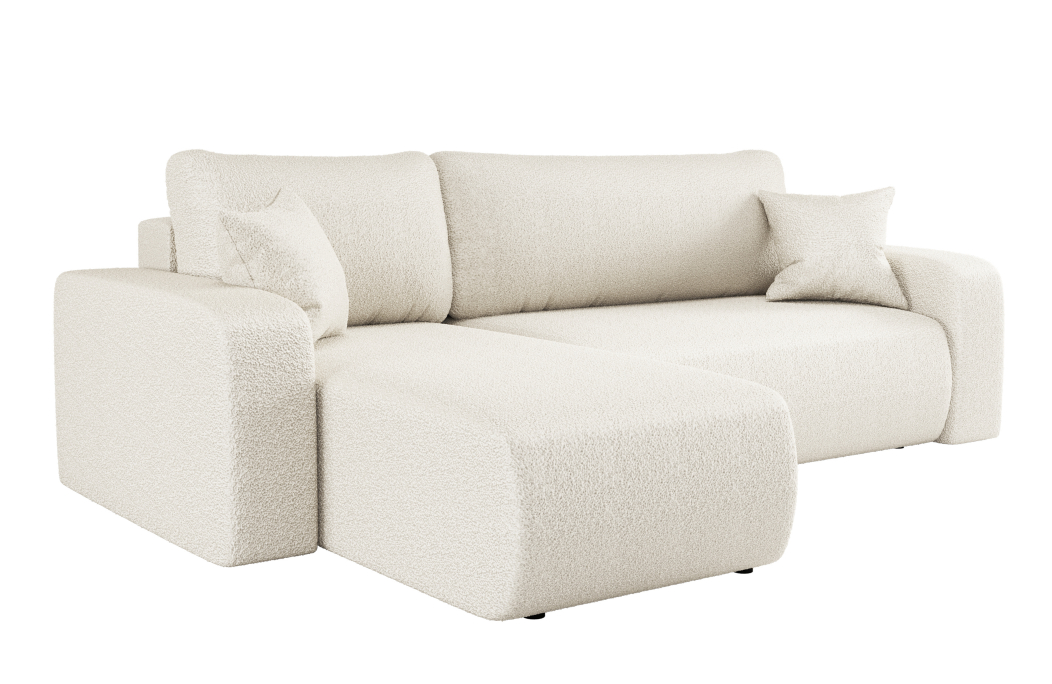 Canapé ALYA d'angle réversible et convertible 4 places en tissu bouclette