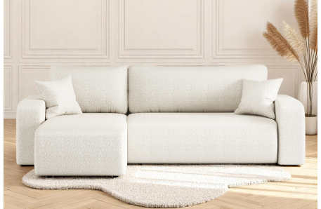 Canapé ALYA d'angle réversible et convertible 4 places en tissu bouclette