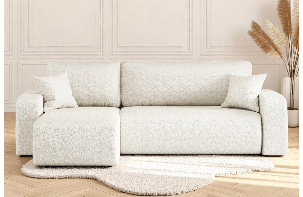 Canapé ALYA d'angle réversible et convertible 4 places en tissu bouclette