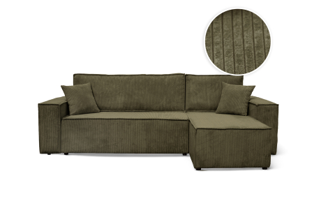 Canapé FARAH d'angle convertible et réversible 4 places en velours côtelé