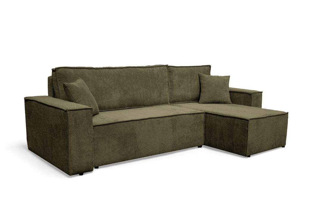 Canapé FARAH d'angle convertible et réversible 4 places en velours côtelé