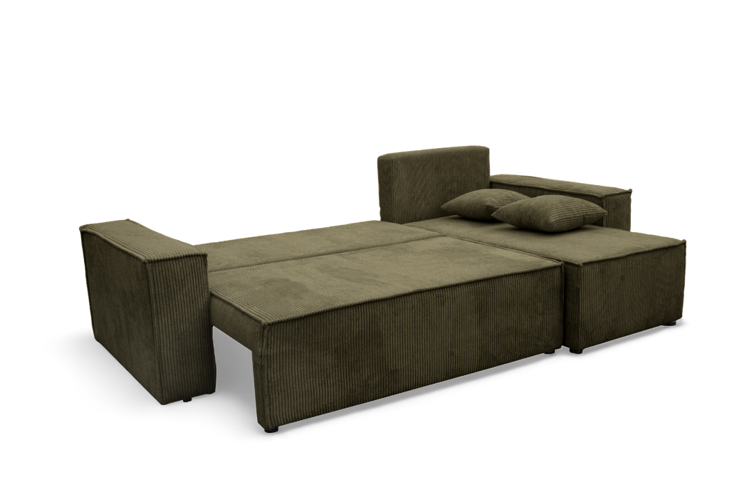 Canapé FARAH d'angle convertible et réversible 4 places en velours côtelé