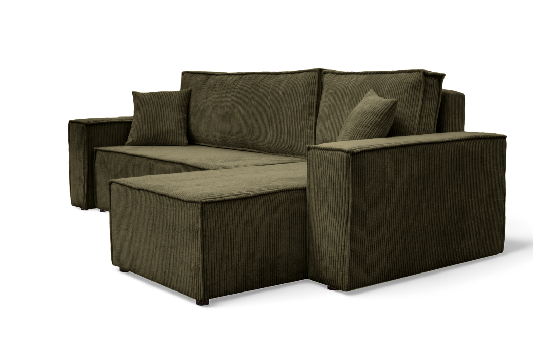 Canapé FARAH d'angle convertible et réversible 4 places en velours côtelé