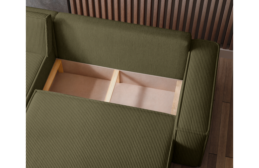 Canapé FARAH d'angle convertible et réversible 4 places en velours côtelé