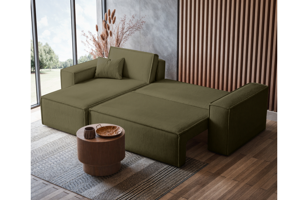Canapé FARAH d'angle convertible et réversible 4 places en velours côtelé