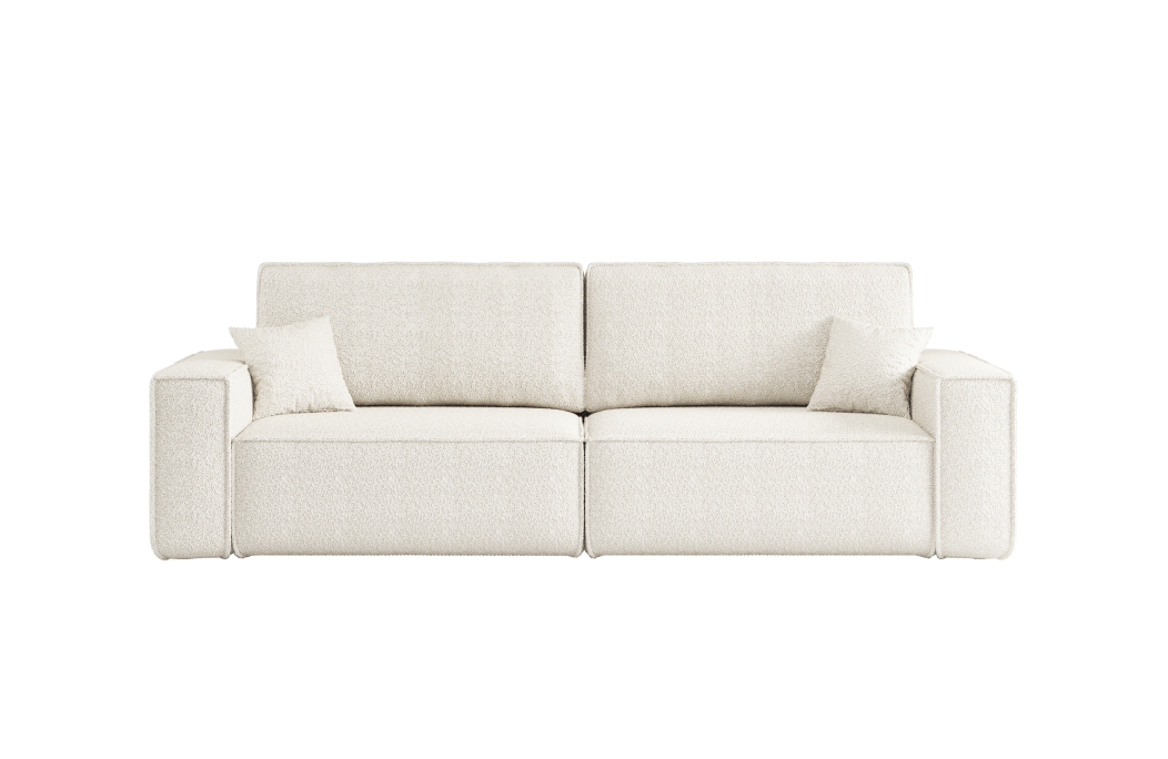 Canapé droit 3 places FARAH convertible en tissu bouclette