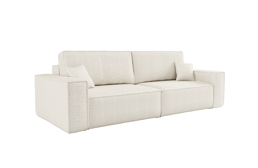 Canapé droit 3 places FARAH convertible en tissu bouclette