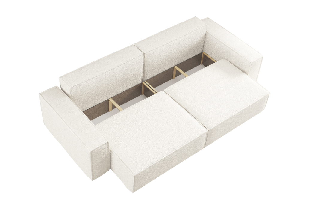 Canapé droit 3 places FARAH convertible en tissu bouclette