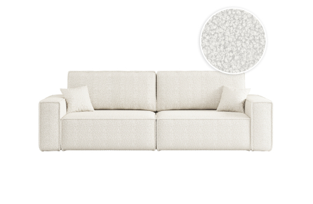 Canapé droit 3 places FARAH convertible en tissu bouclette