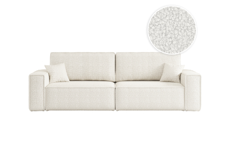 Canapé droit 3 places FARAH convertible en tissu bouclette