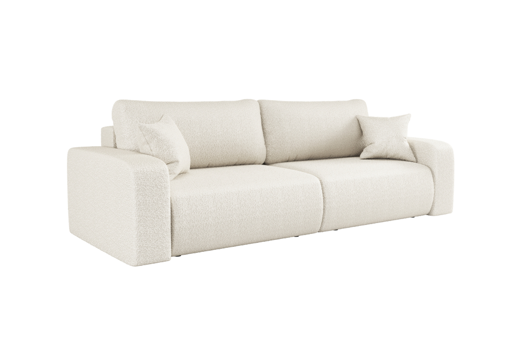 Canapé droit 3 places ALYA convertible en tissu bouclette