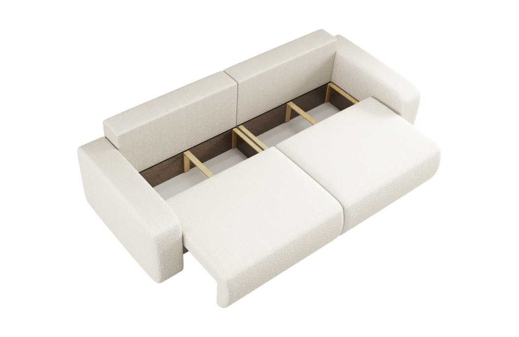 Canapé droit 3 places ALYA convertible en tissu bouclette