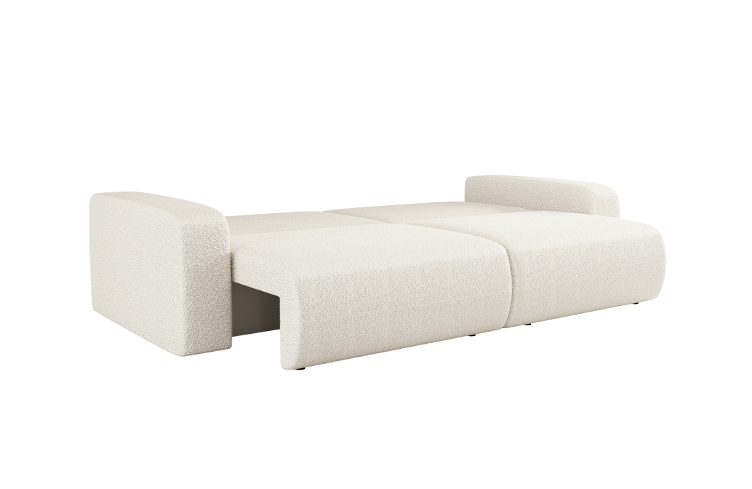 Canapé droit 3 places ALYA convertible en tissu bouclette