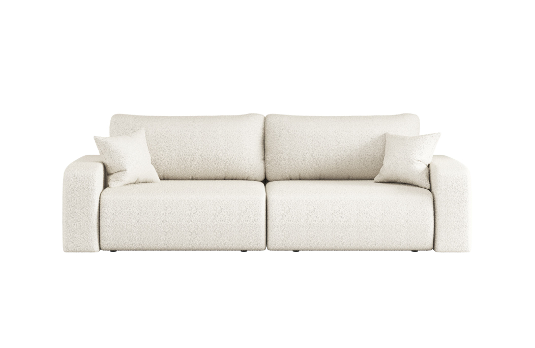 Canapé droit 3 places ALYA convertible en tissu bouclette