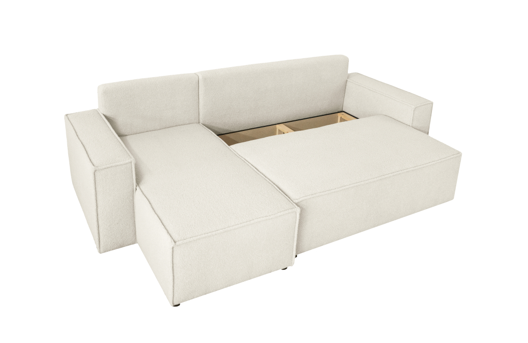 Canapé d'angle FARAH réversible et convertible 3 places en tissu bouclette
