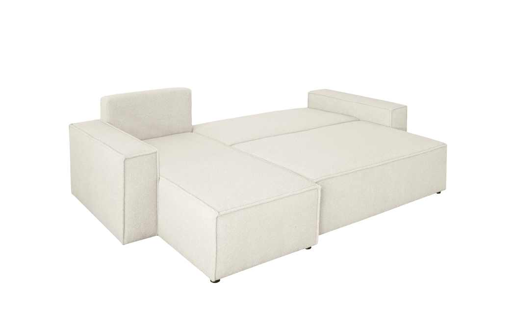 Canapé d'angle FARAH réversible et convertible 3 places en tissu bouclette